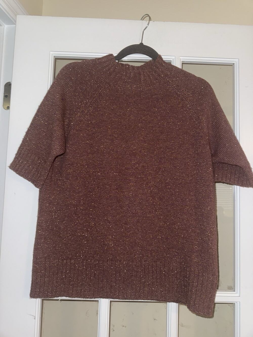 Nordstrom Women’s Purple Sparkle Knit Sweater S/S Minimalist Large